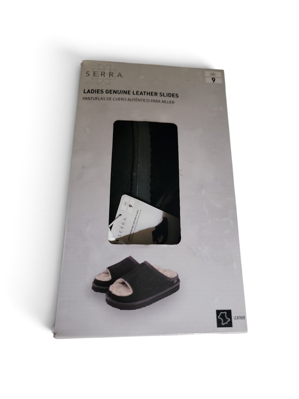 Serra Ladies Genuine Leather Slides - Black - Picture 2 of 5